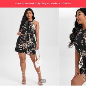 Shein Plus Floral Halter Romper 3xl